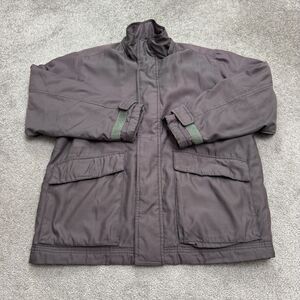 Bossini Urban Vintage 90's Retro Utility Jacket Mens Small Gray Quilted Fleece